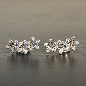 Pandora Silver Floral Earrings